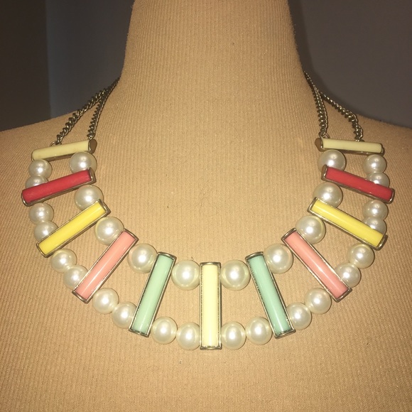 Alex Mika Jewelry - Alex Mika Pearl and Pastel Statement Necklace